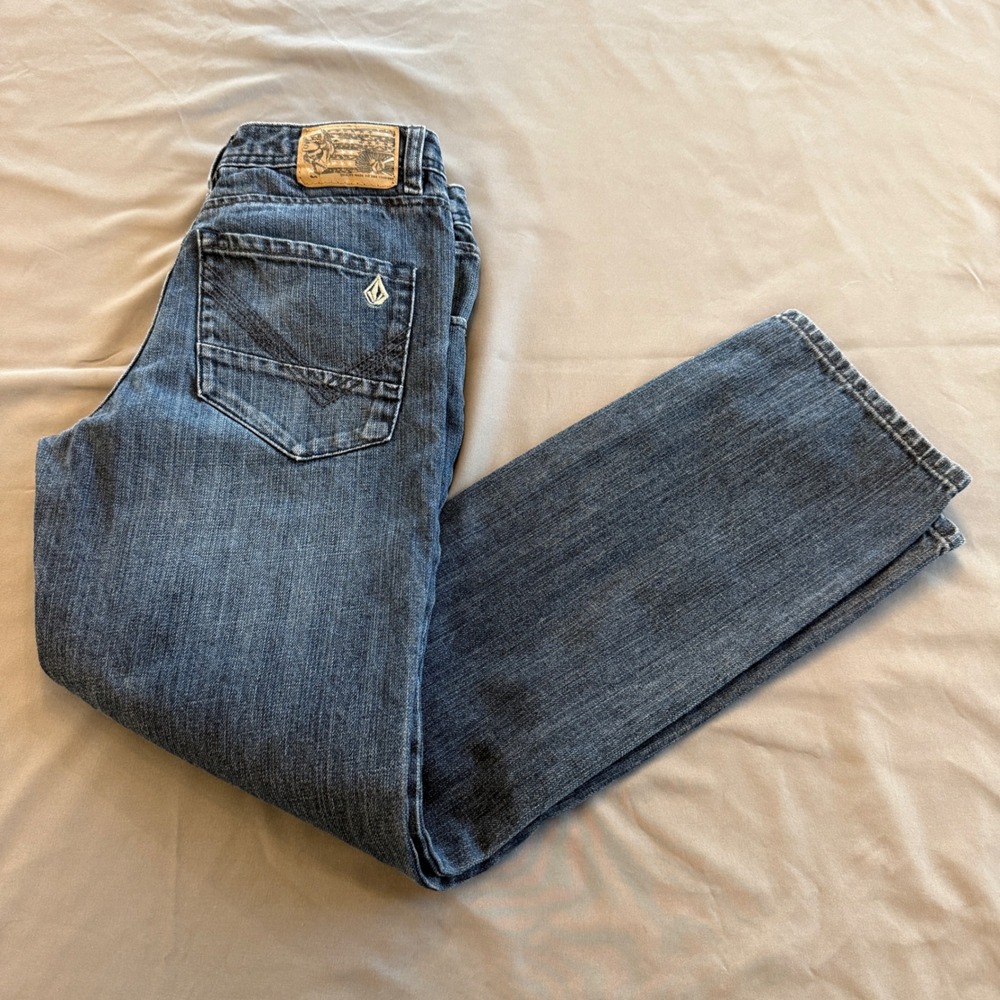 Volcom Nova Modern Straight Fit Jeans Kids Size 28 Indigo Blue Denim Skate Pants